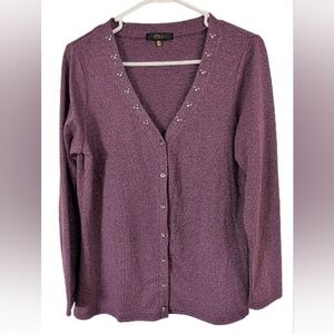 Stephano Cocci Purple Heathered Cardigan Medium
